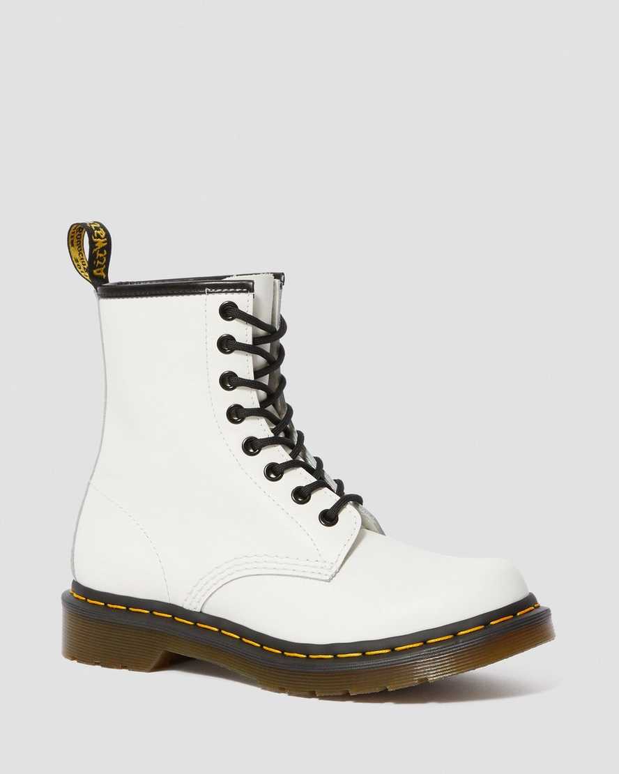 Dr. Martens 1460 Smooth Lær Snørestøvler Dame Hvite [0248SJZWL]